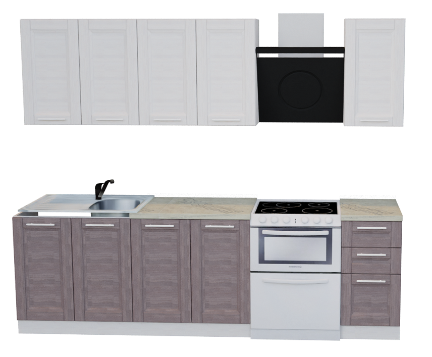 Кухня Ankara 2.0м Анкор Белый (Без столешки, мойки, сушки)