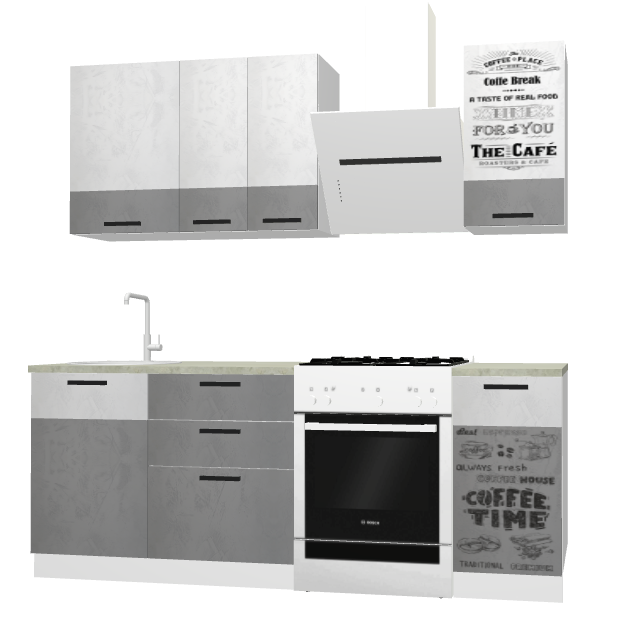 Кухня ARABIKA 1,5 м  Анкор белый (Без столешницы, мойки, сушки)