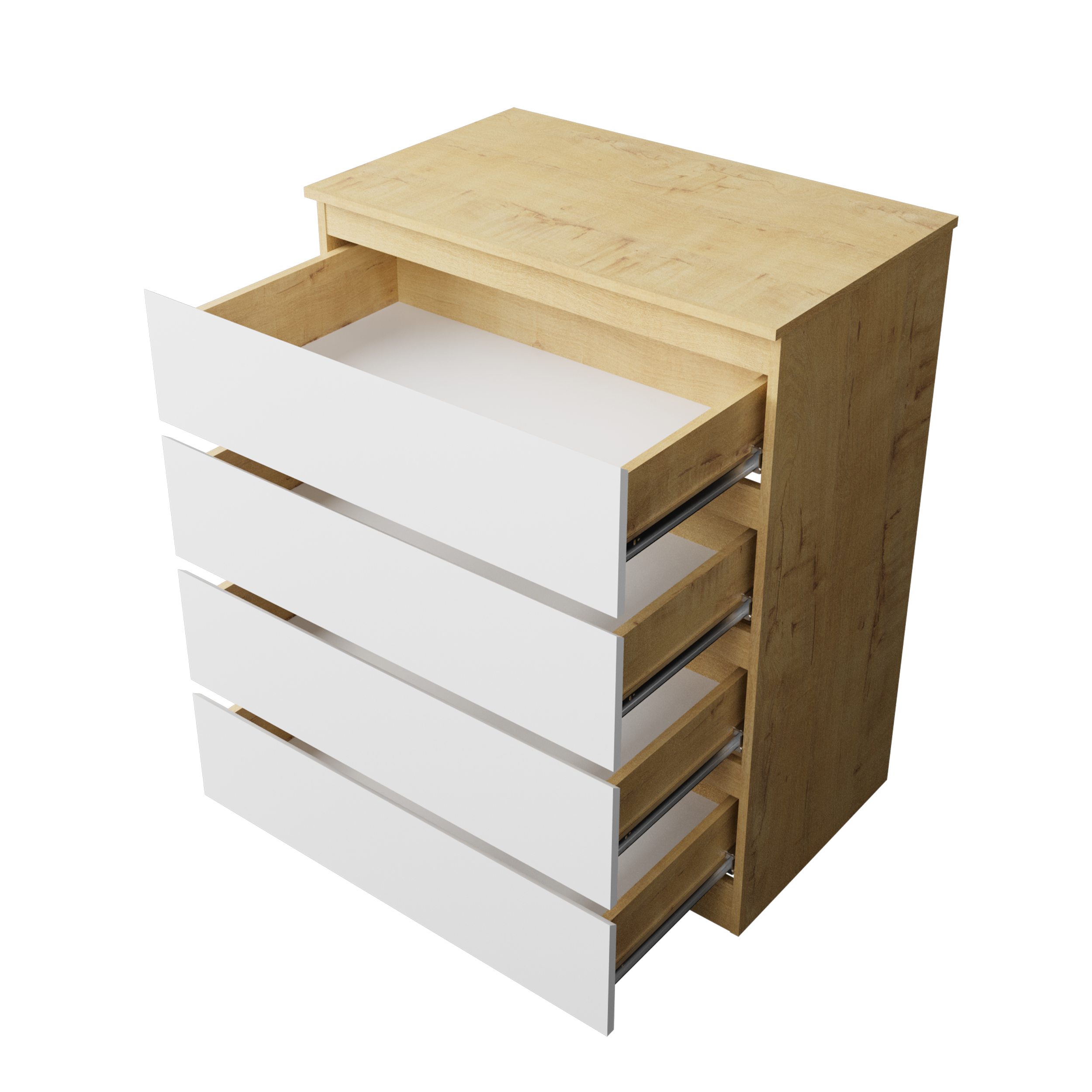 Комод "Твист" Лайт  4 ящ Дуб бунратти/белый (БЕЗ ФУРНИТУРЫ)