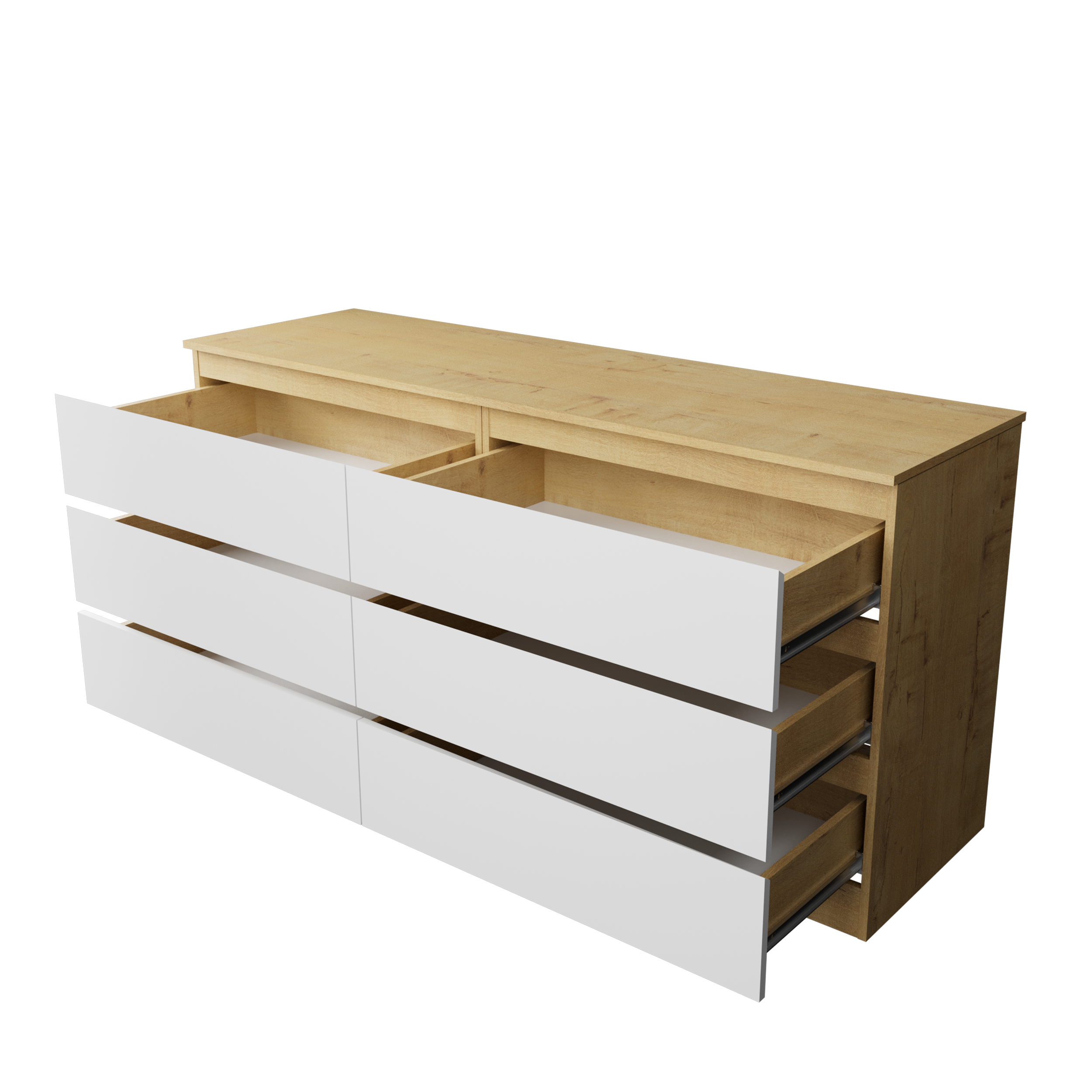 Комод "Твист-" Мини Лайт 6ящ Дуб бунратти/белый 1200 мм (БЕЗ ФУРНИТУРЫ)