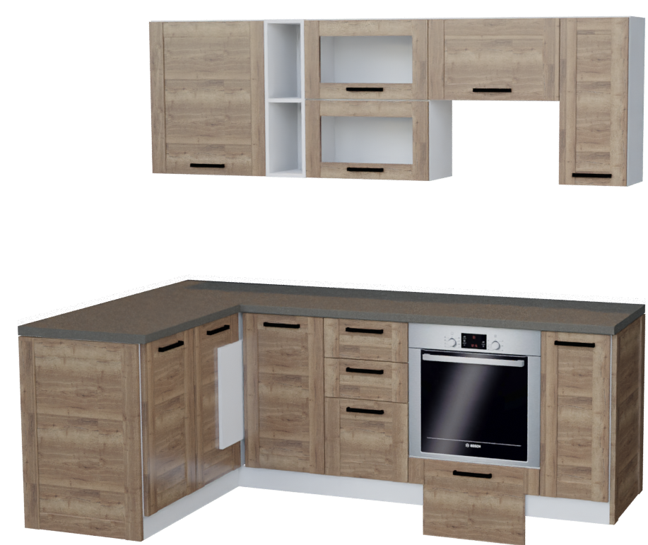 Кухня Kantri 1,4 * 2.3 м Белый/ дуб Галифакс Табак