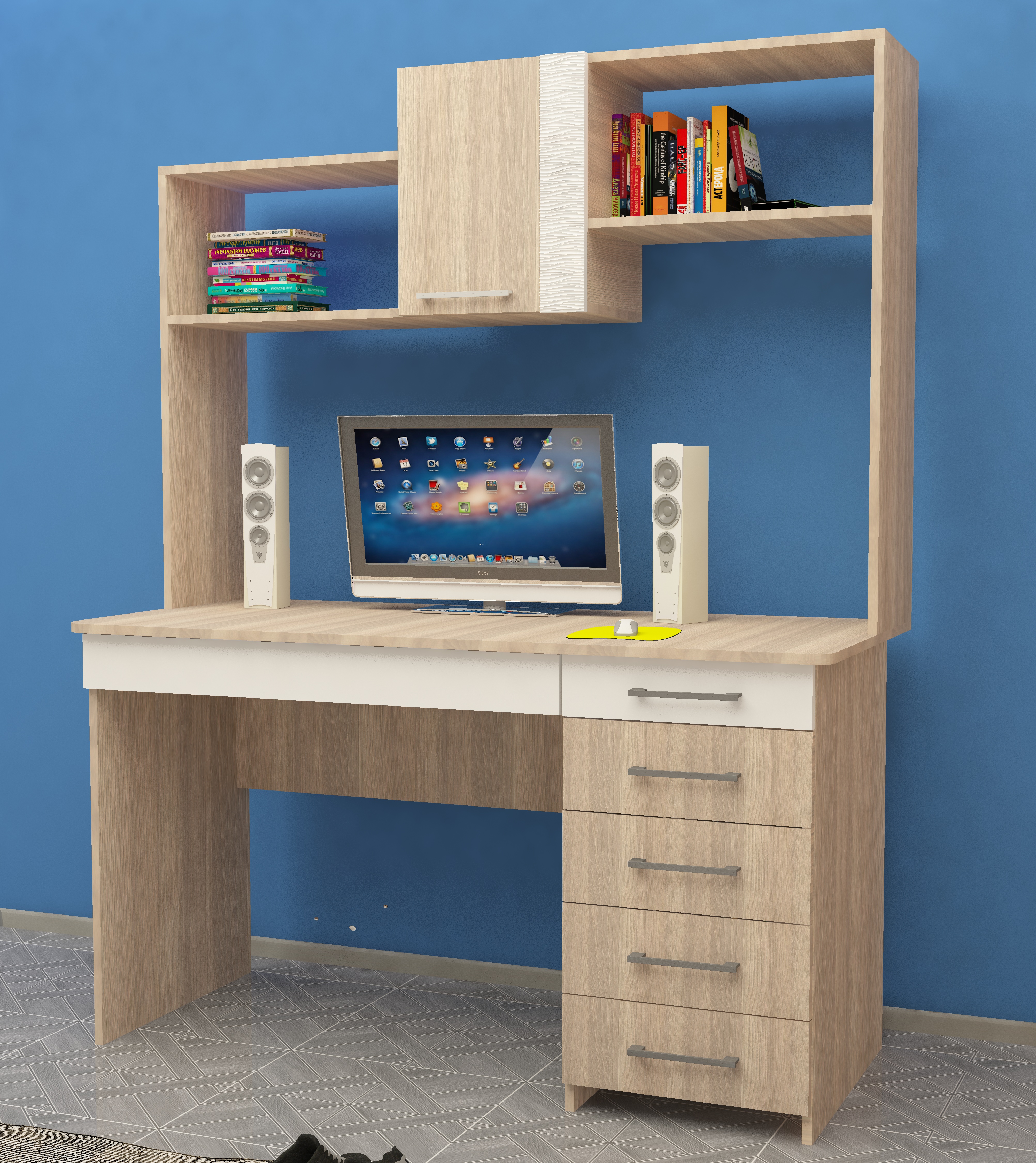 "Релана" Стол с надстройкой анкор белый