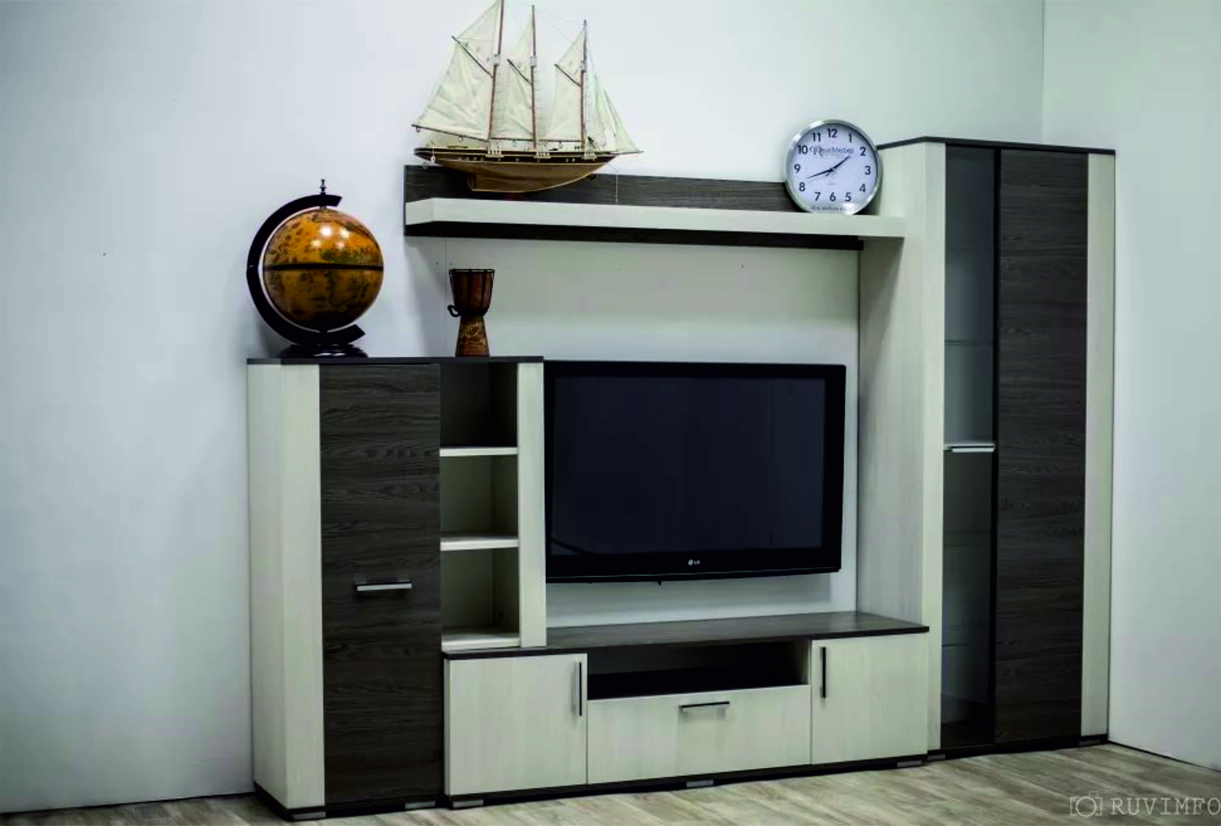 Стенка "FIT" Модуль-2 Шкаф со стеклом Анкор белый