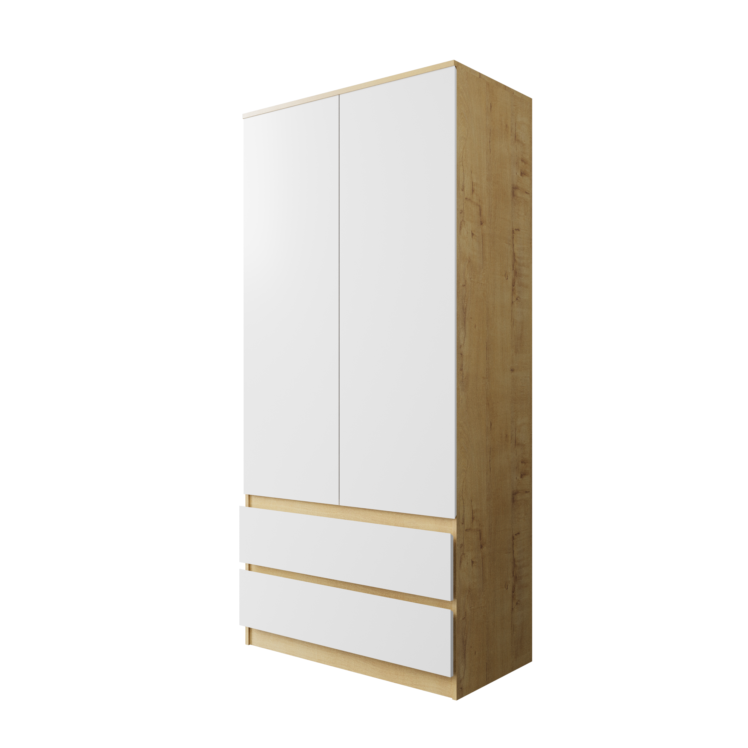 Шкаф "Твист" Лайт 2 двери, 2 ящика Дуб бунратти/белый