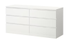 Комод "Твист" Мини  6ящ Белый 1400 мм (БЕЗ ФУРНИТУРЫ)